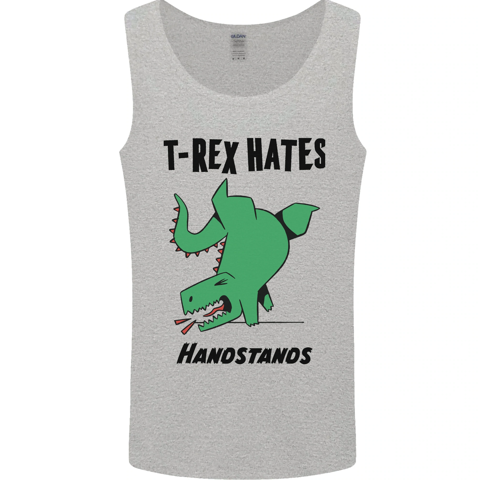 T-Rex Hates Handstands Dinosaur Graphic Mens Vest Tank Top
