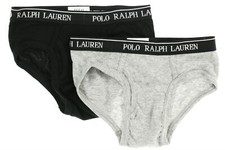 Polo Ralph Lauren 242211 Boys Kids 2-Pack Briefs Underwear Black/Gray Size S