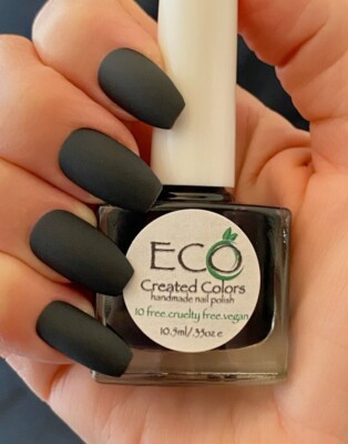 Eco Created Colors Matte Black Nail Polish Black Polish Charcoal