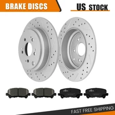 Rear Drilled Disc Brake Rotors Pads For Honda Pilot Odyssey Acura MDX ZDX