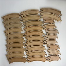 Wooden Train Track Lot Short Long Wood Curved Thomas Railway Compatible 30 pc