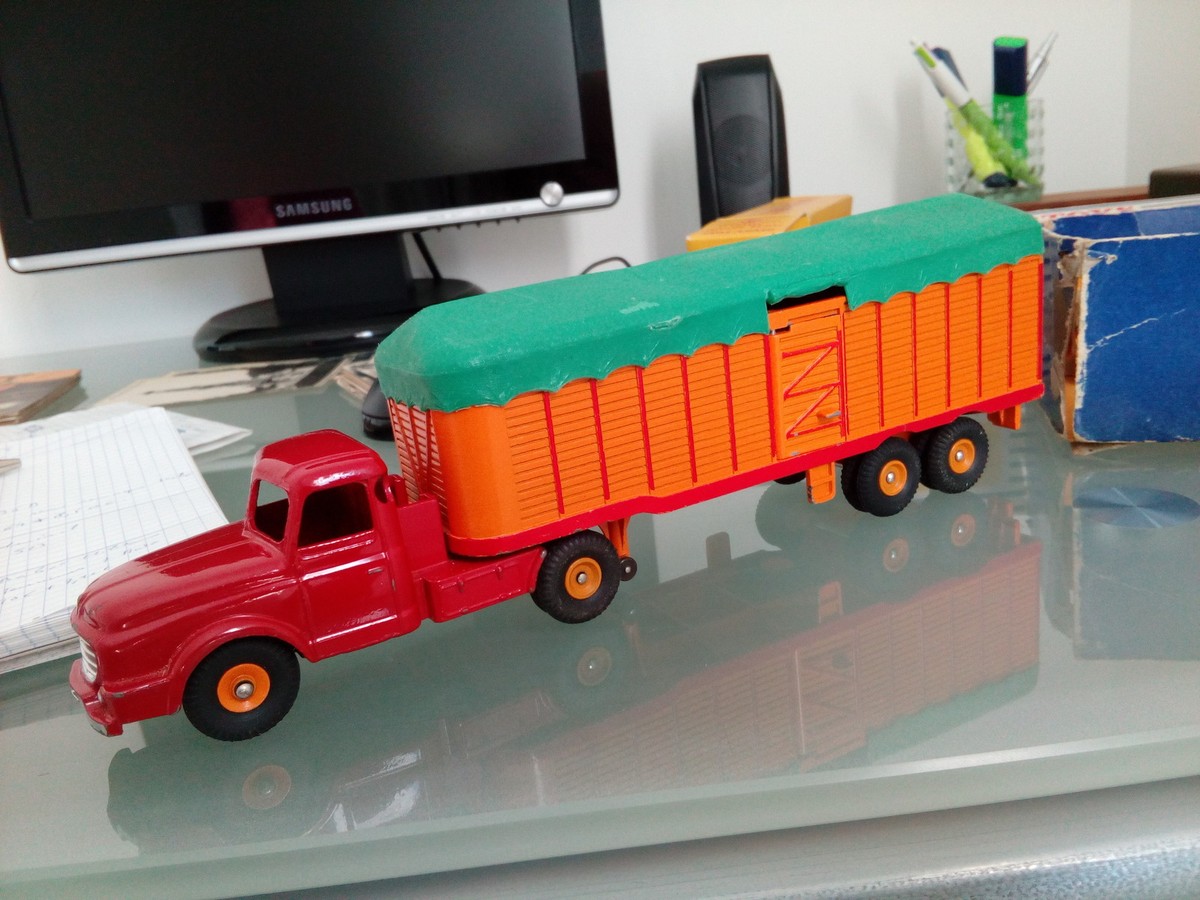 Vintage Jouets Ancien Jouet Dinky Supertoys 896 - Tracteur Willème Avec Semi -remorque Bâchée, Boîte D'origine Mobilette Ancienne