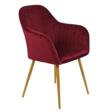 Poltrona imbottita in velluto bordeaux con gambe in ferro oro Megan