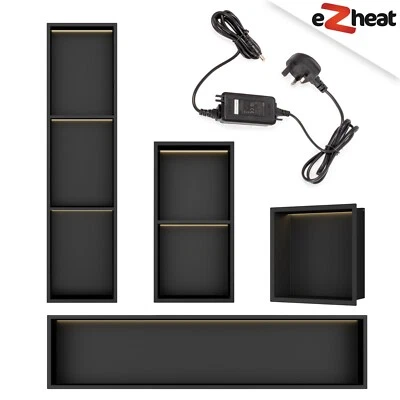 EZHEAT Matte Black Stainless Steel Shower Niches - Optional LED Lighting