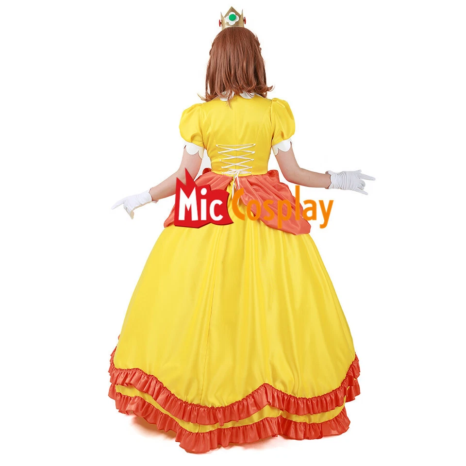 Women Princess Cosplay Costume Yellow Daisy Dress Fullset with Crown Petticoat - Image 4 of 4