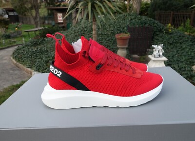 DSQUARED2 SHOES 44 shoe dsquared 2 d2 sneaker sneakers red white sock runners