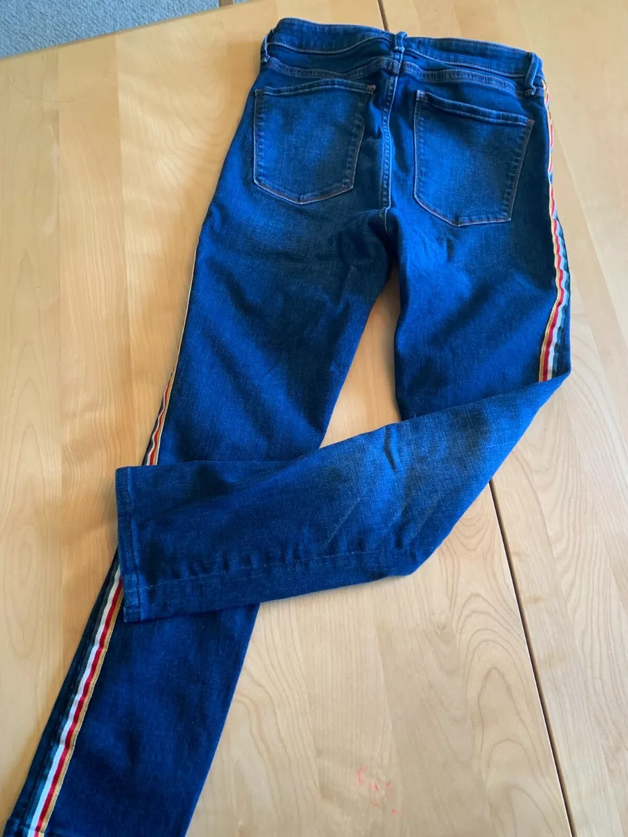 ABERCROMBIE FITCH SIDE STRIPE SIMONE HIGH RISE ANKLE JEANS SZ 27