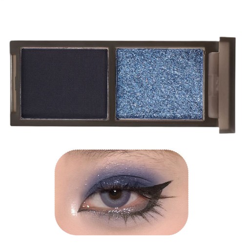 Two-Color Goth Eyeshadow Halloween Waterproof Glitter Eyeshadow Smoky Eye Makeup - Picture 3 of 14