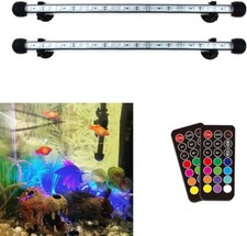 2pcs 15" Aquarium Fish Tank Multi-Color Clear Glass Casing Adjustable W/Memory