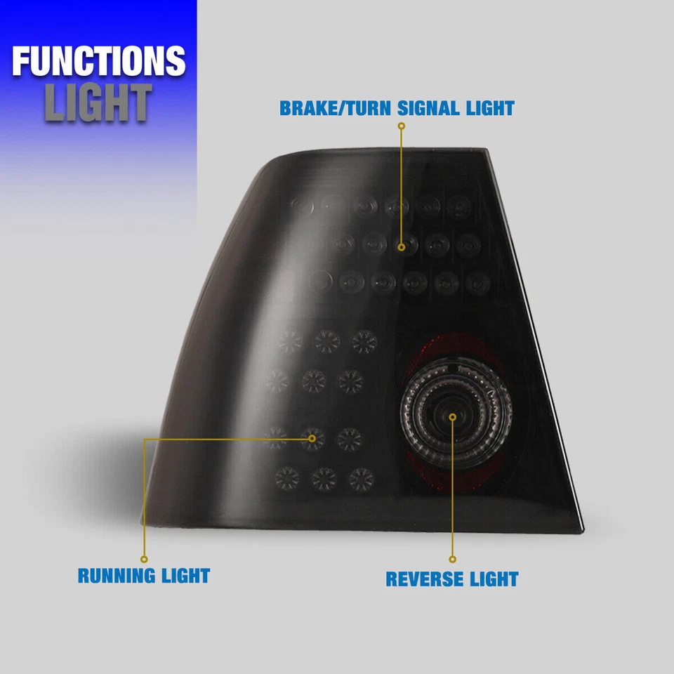 For 1999-2003 Volkswagen Jetta Sedan Tail Light Black Smoke Rear Brake Lamp Pair - Изображение 3 из 4