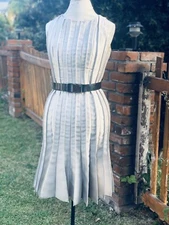 Carmen Mark Valvo silk pleated Silver Dress ,size 10