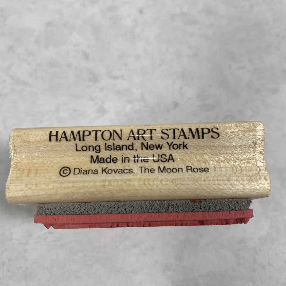 Estampillas artísticas Hampton placa negativa pequeña sello de goma parte posterior de madera nuevas Foto 3 de 4