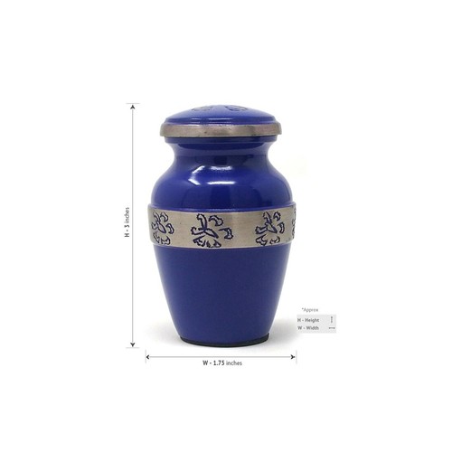 Beautiful Small Blue in Colour Nickel Butterfly Band Keepsake Urn for Ashes - Picture 5 of 6