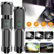 Super Bright Torch Flashlight USB Rechargeable Tactical Camping Outdoor Lamp