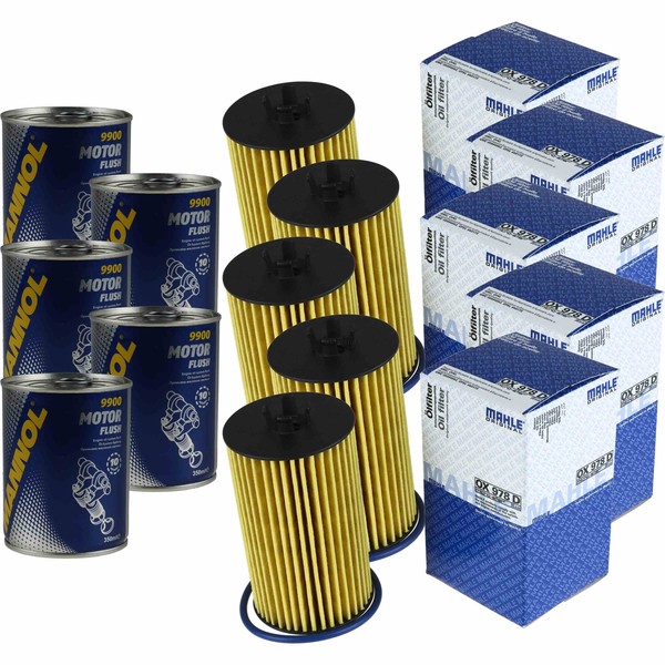 5X Original Mahle / Knecht ÖLfilter OX 978D + 5X SCT Motor Flush MotorspüLung-image