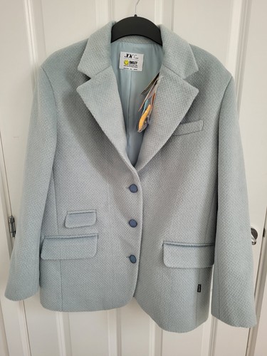 Neu Joy by Lily x Smiley World Egg Ente blau Wollmischung Abzeichen Blazer Jacke Mantel - Bild 2 von 13