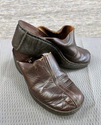 Harbor Handcrafted Leather Clogs Mules Women's Size 7 Brown France Made
