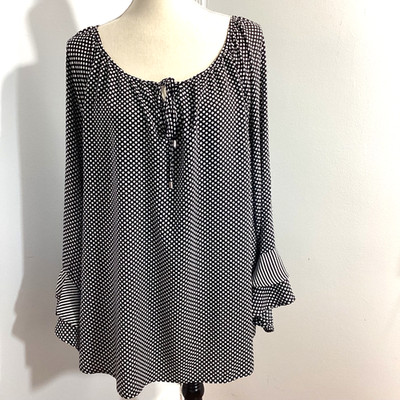VINTAGE FRED DAVID PLUS 2X POLKA DOT BLOUSE TUNIC 100% RAYON PHEASANT STYLE