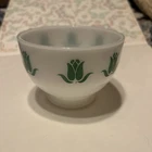 VTG Fire King Green Tulip Pattern Cottage Cheese Bowl
