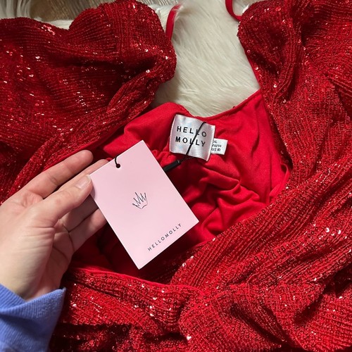 HELLO MOLLY Static Memory Paillettenkleid In Rot - Bild 10 von 10