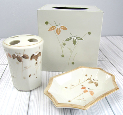 Vtg Bathroom Set Soap Dish Toothbrush Tissue Holder Andre Richard Japan R4