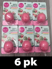 6pk EOS 100% Natural Organic Lip Balm, Strawberry Sorbet 0.25 oz (7g) each
