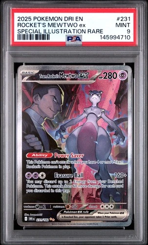 2025 POKEMON DESTINED RIVALS SPECIAL ILLUSTRATION TEAM ROCKET'S MEWTWO EX PSA 9