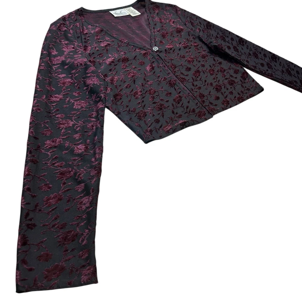 90s Whimsigoth Witchy Velvet Burnout Cropped Shrug Top Women’s Medium - Image 2 of 4