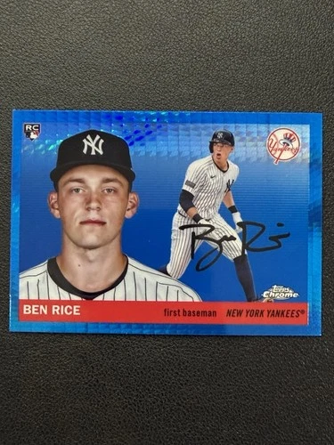 2025 Topps Chrome Platinum Ben Rice Blue Prism Refractor Rookie #311 Yankees RC