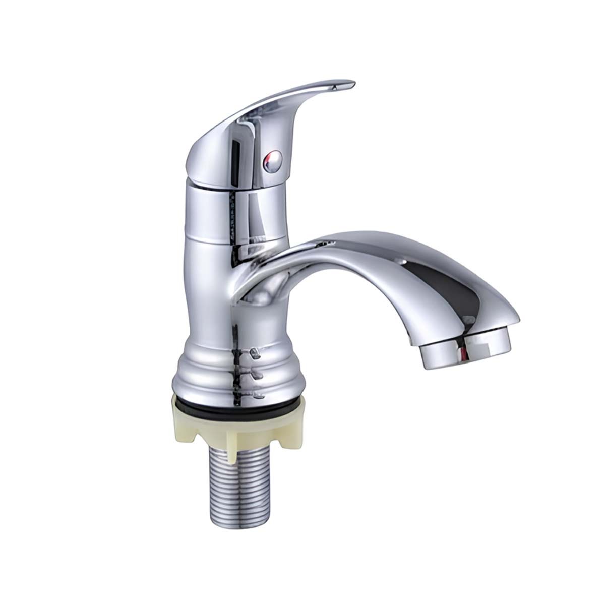 Robinet monocommande corps bas Avizar mitigeur lavabo chrome argenté rond