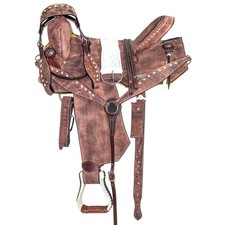 Western Barrel Racing Hand-Tool Leather Horse Saddle Racer Equestrian Trail Tack