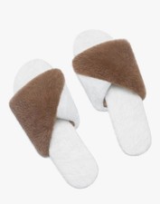 Women  s Memory Foam Slippers, Cross Band Comfy Fuzzy House Shoes, Size 8