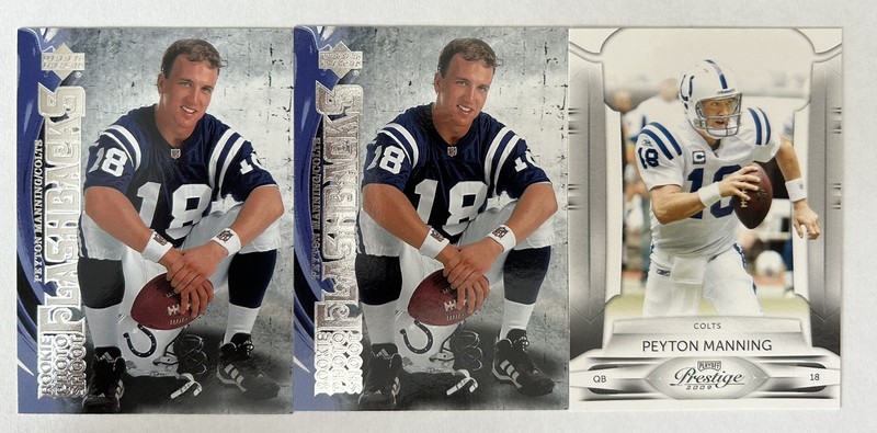 Peyton Manning Colts 3 card lot 2x Rookie Flashback