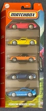 Matchbox Porsche Heroes 5 Pack - 911 Carrera, Targa, GT3, Spyder, 914.