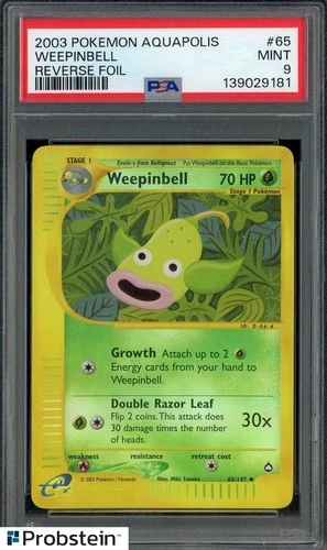 2003 Pokemon Aquapolis Reverse Holo Foil #65 Weepinbell PSA 9 MINT