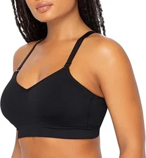 XL New Curvy Couture Smooth Seamless Comfort Wireless Comfort Bra 1331, Black XL