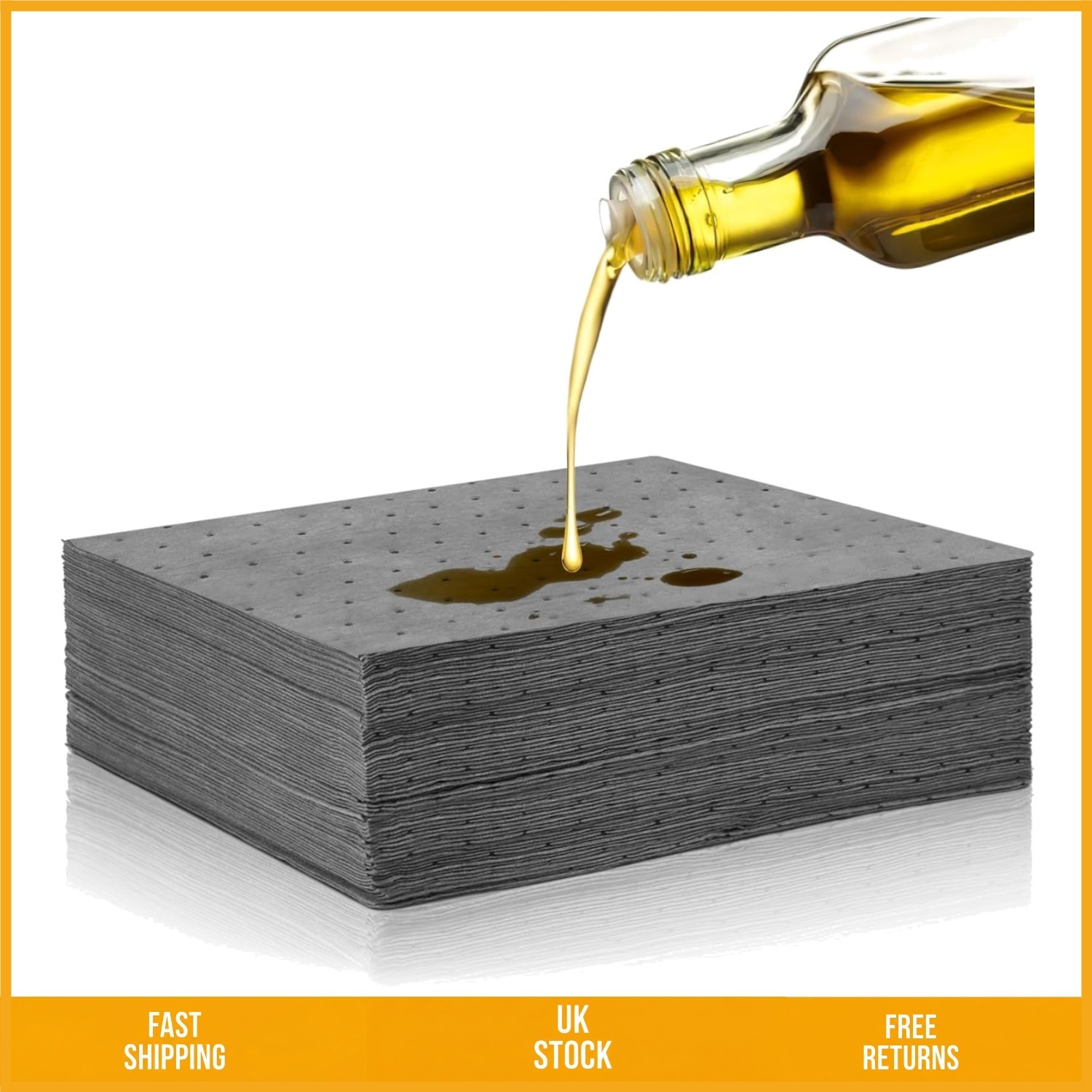 Universal Rapid Absorbent Spill Pads for Oil and Water 25 x 33cm Pack of 20