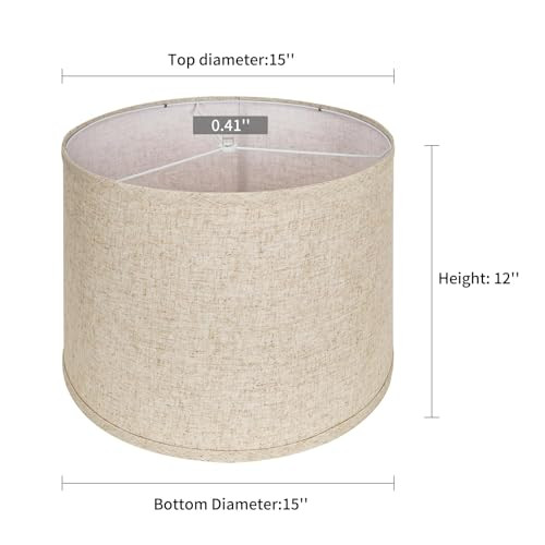 Large Lampshades Set of 2 Drum Lamp Shades 15" Top X 15" Bottom X 12" High, - Picture 6 of 8