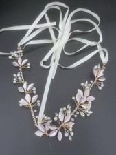 Beautiful Pearl Crystal Floral Pink Gold Bridal Headband Wedding Accessory New