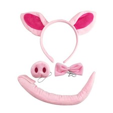Pig Costume Set Pig Ears Headband Bow Tie Nose and Tail Accessory Kit for Hal