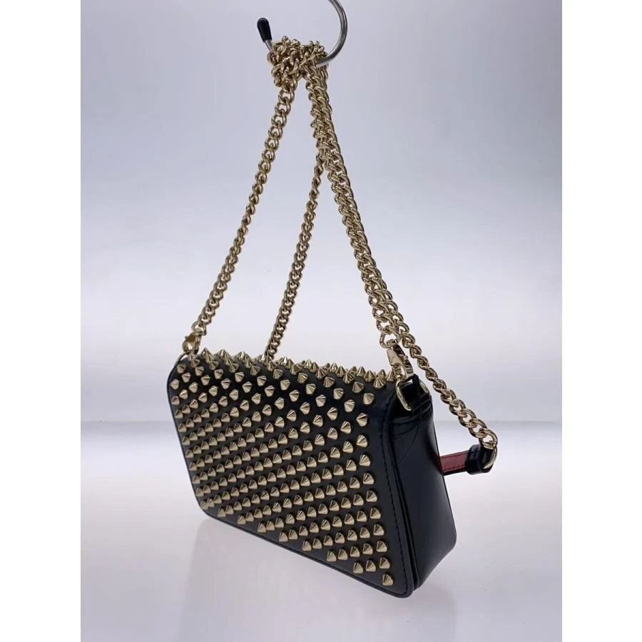 Christian Louboutin — Christian Louboutin Authentic Studs Spike Chain Shoulder Bag Black Leather Red