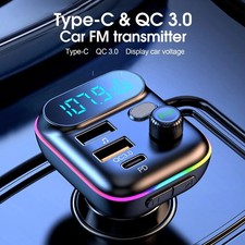 Bluetooth 5.0 Wireless Car FM Transmitter MP3 Charger USB Car Cigarette Lighter