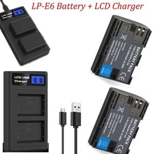 LP-E6 LP-E6N Battery LCD Charger For Canon EOS 5D Mark II/III/IV EOS 6D 7D BG-E9