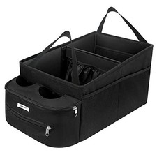 Passenger Seat Organizer, Collapsible Car Storage with Partitions  4 Black