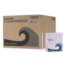 Boardwalk  Wrapped Jumbo Straws, 7 3/4", Clear, 12000/Carton