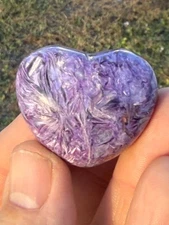 AA Grade Charoite Polished Gemstone Heart from Russia 1 3/8" 31 Grams