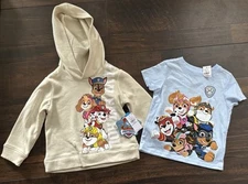 NWT Paw Patrol Boys Size 12-18 Months Hooded Sweatshirt T-Shirt Tops Dogs Lot