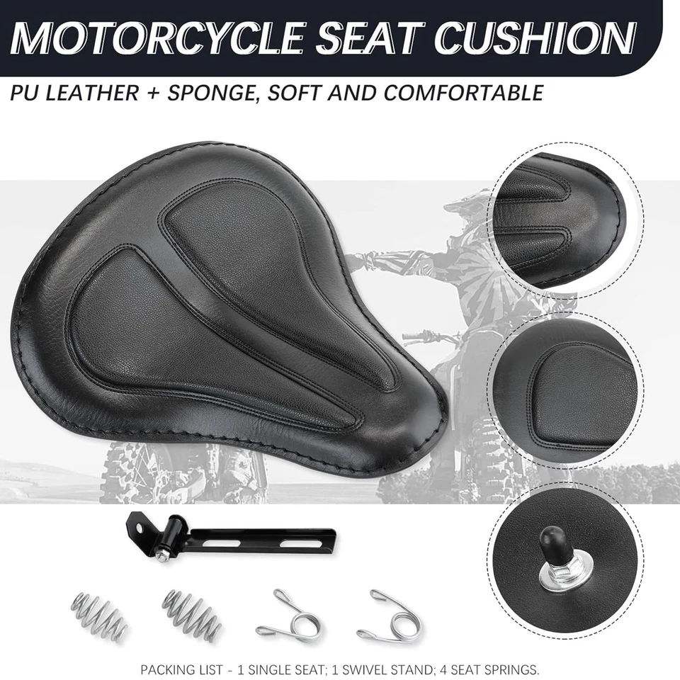 For Yamaha V-Star 250 650 950 1100 1300 Bobber Driver Solo Seat Spring Saddle - Image 3 of 4