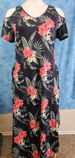 Huskary Floral Open Shoulder  Dress Women’s Size XXL Split Bottom