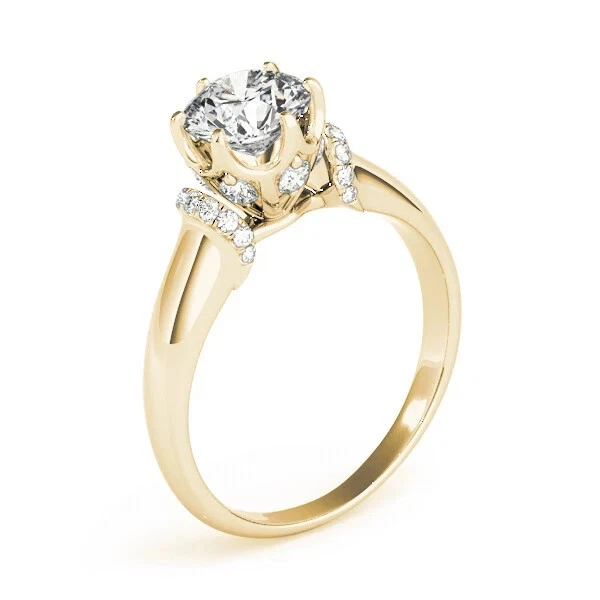 1.50 Ct Lab-Created Round Cut Diamond Prong Engagement Ring 14K Yellow Gold FN - Image 3 of 4